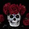7 Pcs Day of the Dead Face Gems Tattoo and Floral Crown Garland Set, Makeup Halloween Temporary Rhinestone Stick on Skull Tattoo Stickers Red Rose Headband Headpiece for Women Girl Costume